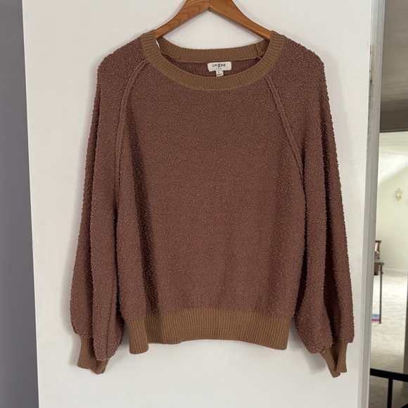 Umgee USA Textured Knit Pullover Sweater | Size L | Brown Cozy - Picture 2 of 4